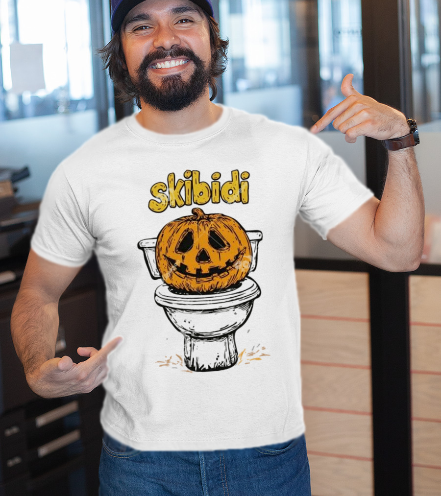 Skibidi Pumpkin On Toilet Jack-o'-Lantern T-Shirt