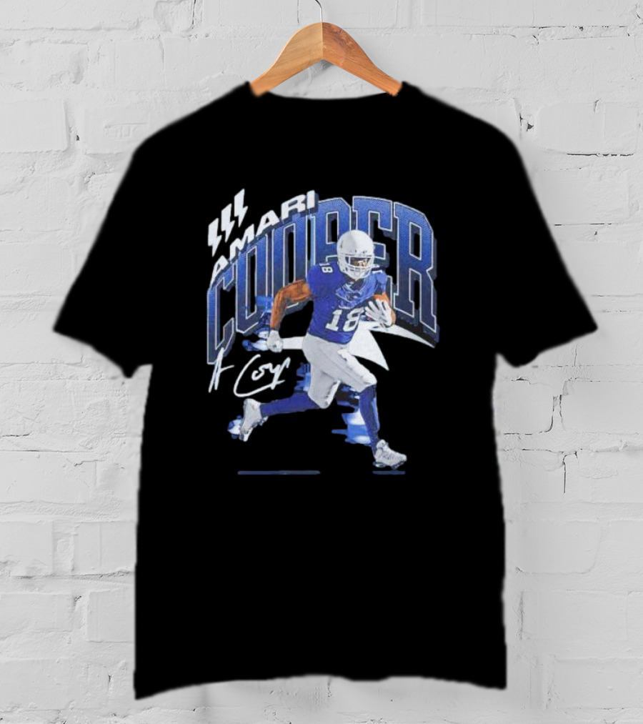 Amari Cooper Signature Football Player 18 With Energetic Blue T-Shirt