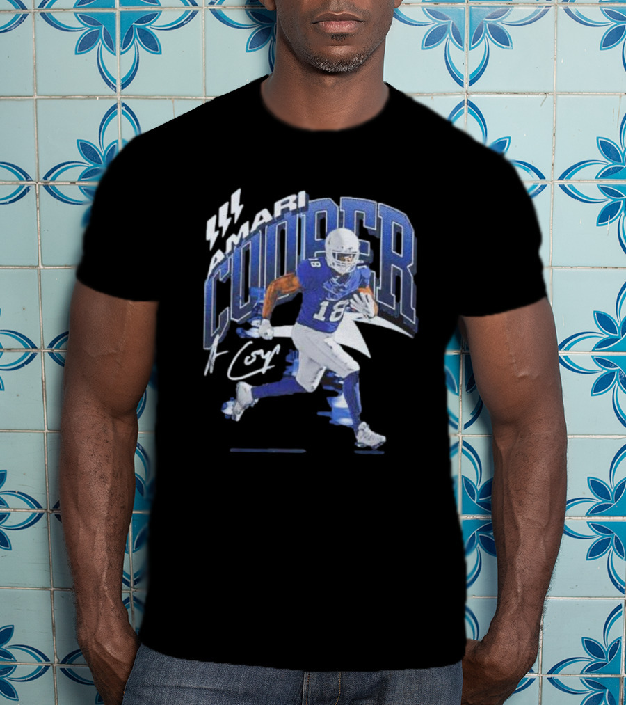 Amari Cooper Signature Football Player 18 With Energetic Blue T-Shirt