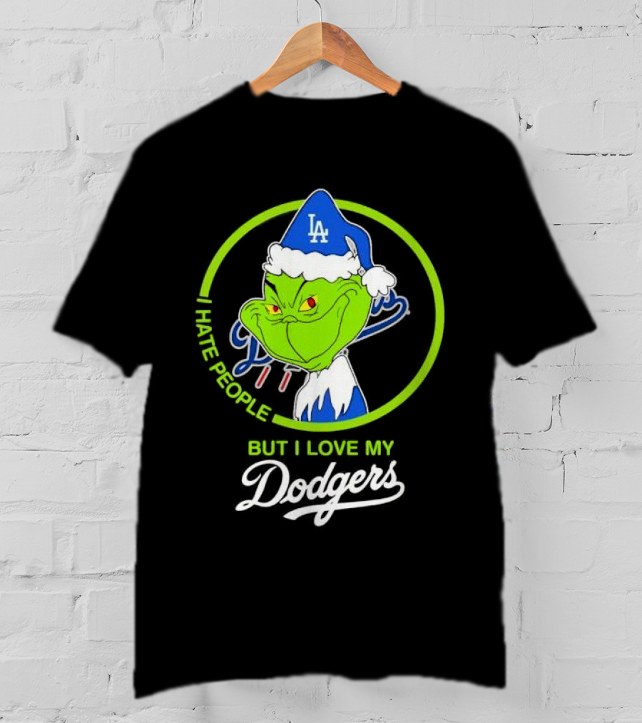 Grinch I Hate People But I Love My LA Dodgers Christmas T-Shirt