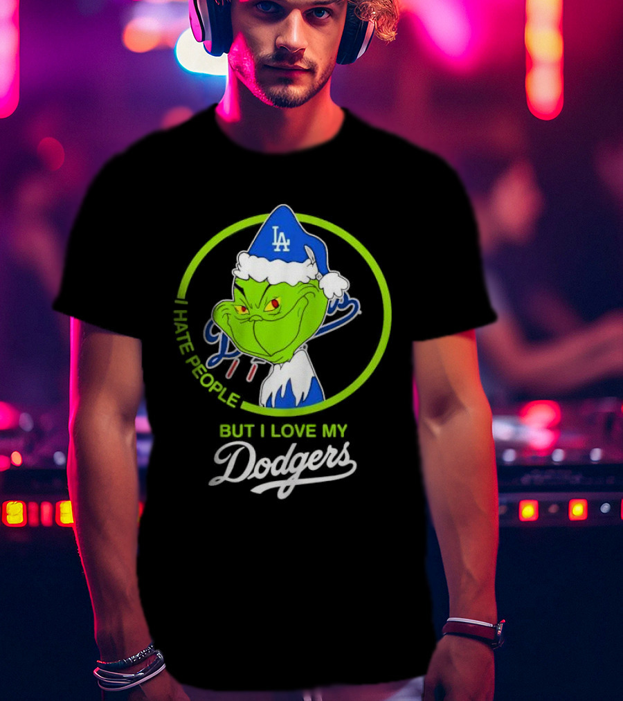Grinch I Hate People But I Love My LA Dodgers Christmas T-Shirt