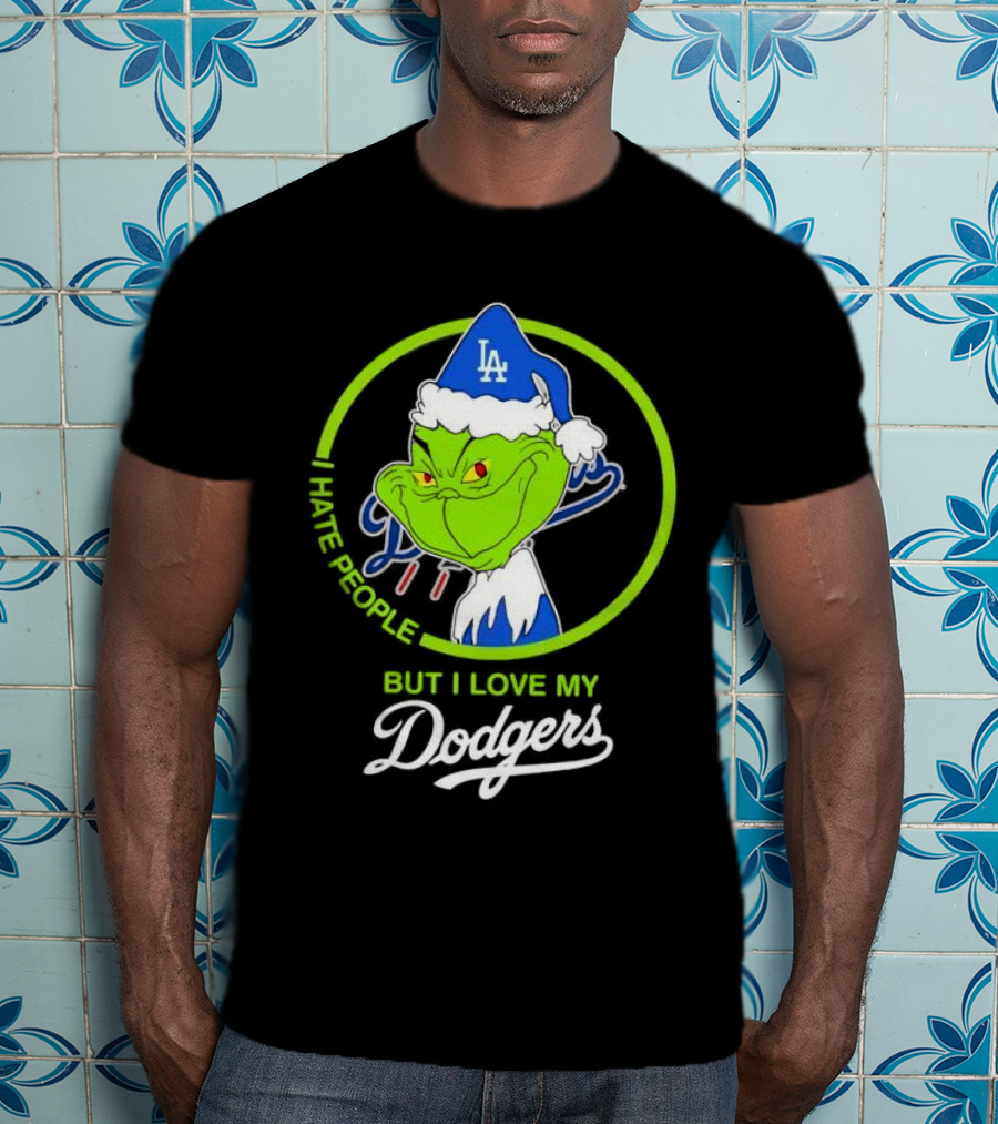 Grinch I Hate People But I Love My LA Dodgers Christmas T-Shirt