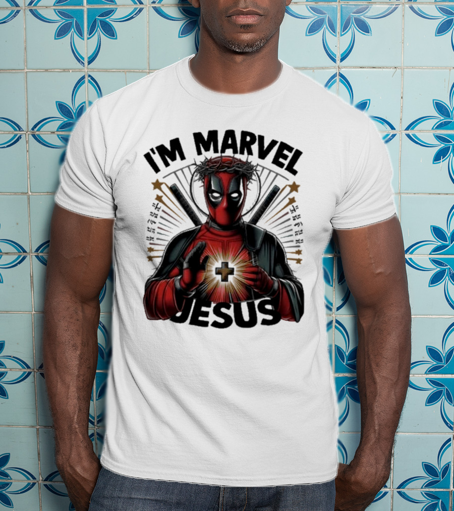 I'm Marvel Jesus Deadpool With Cross Halo And Swords T-Shirt