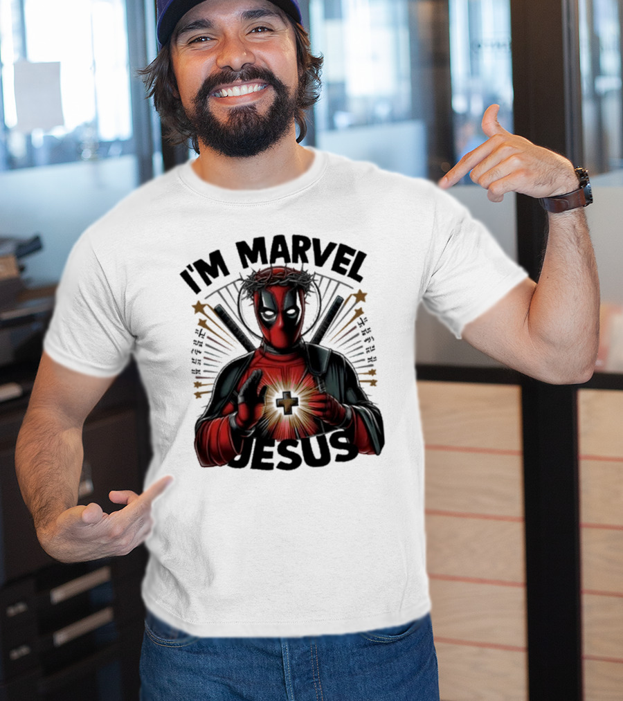 I'm Marvel Jesus Deadpool With Cross Halo And Swords T-Shirt