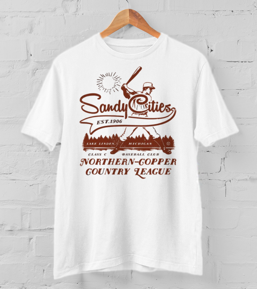 Sandy Cities Lake Linden Michigan Vintage Class C Baseball Club Northern Copper Country League Est. 1906 T-Shirt