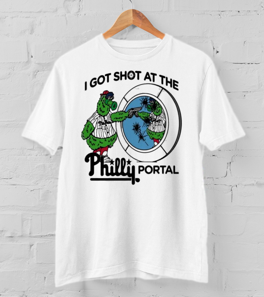 I Got Shot At The Philly Portal With Phillie Phanatic And Reflective Mirror Image T-Shirt