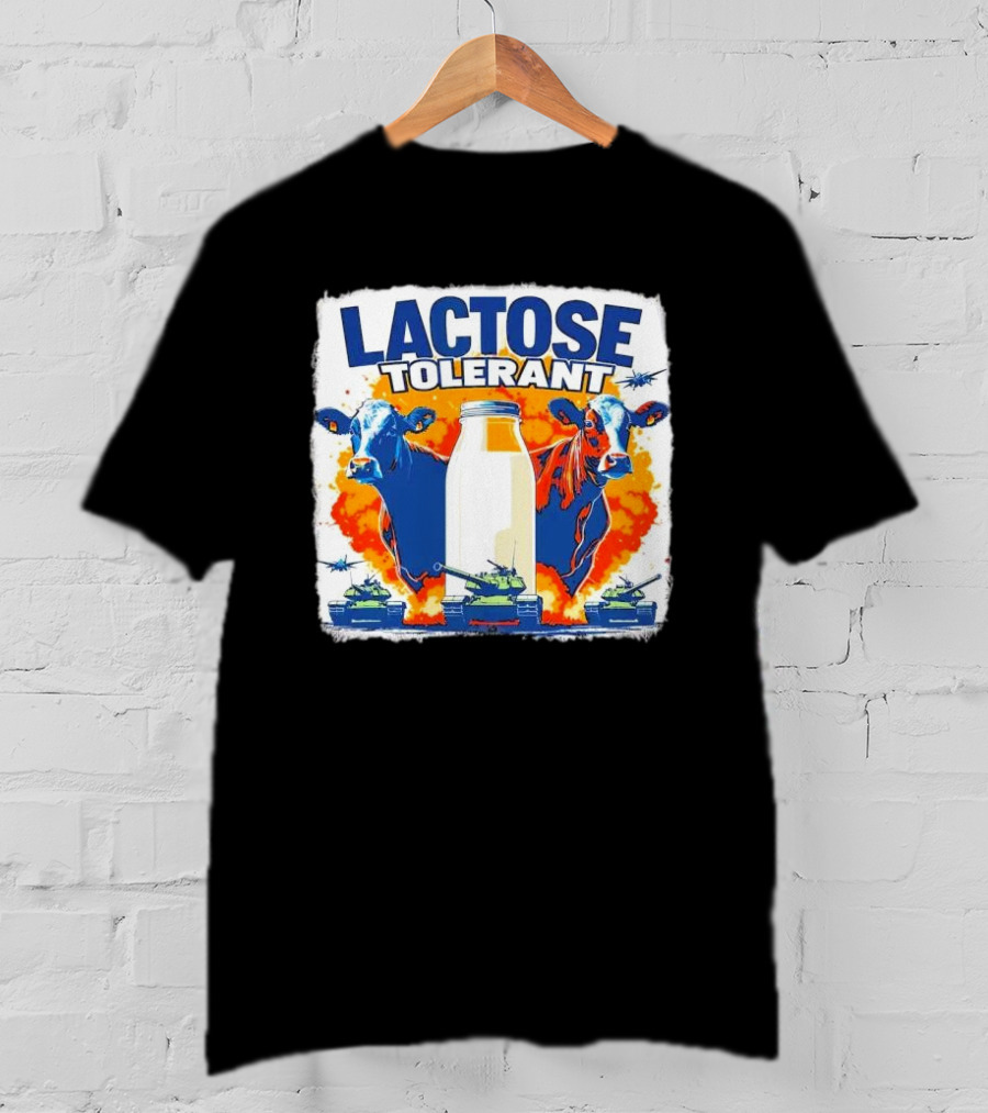 LACTOSE TOLERANT Milk Defense With Cows And Tanks T-Shirt