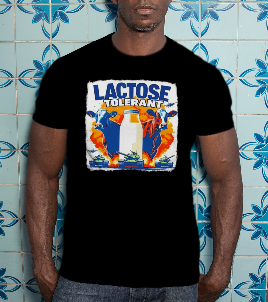 LACTOSE TOLERANT Milk Defense With Cows And Tanks T-Shirt