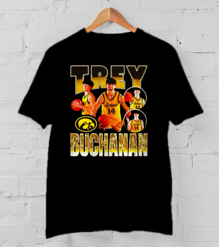 Trey Buchanan Iowa Hawkeyes Basketball Team Retro Jersey Number 14 T-Shirt
