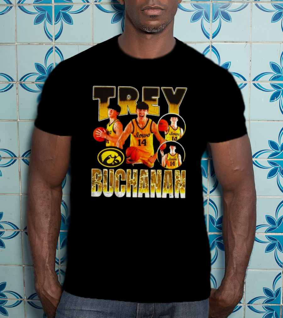 Trey Buchanan Iowa Hawkeyes Basketball Team Retro Jersey Number 14 T-Shirt