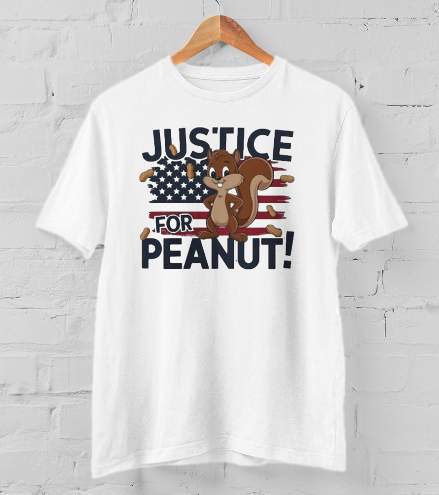 Justice For Peanut The Squirrel American Flag Peanuts T-Shirt