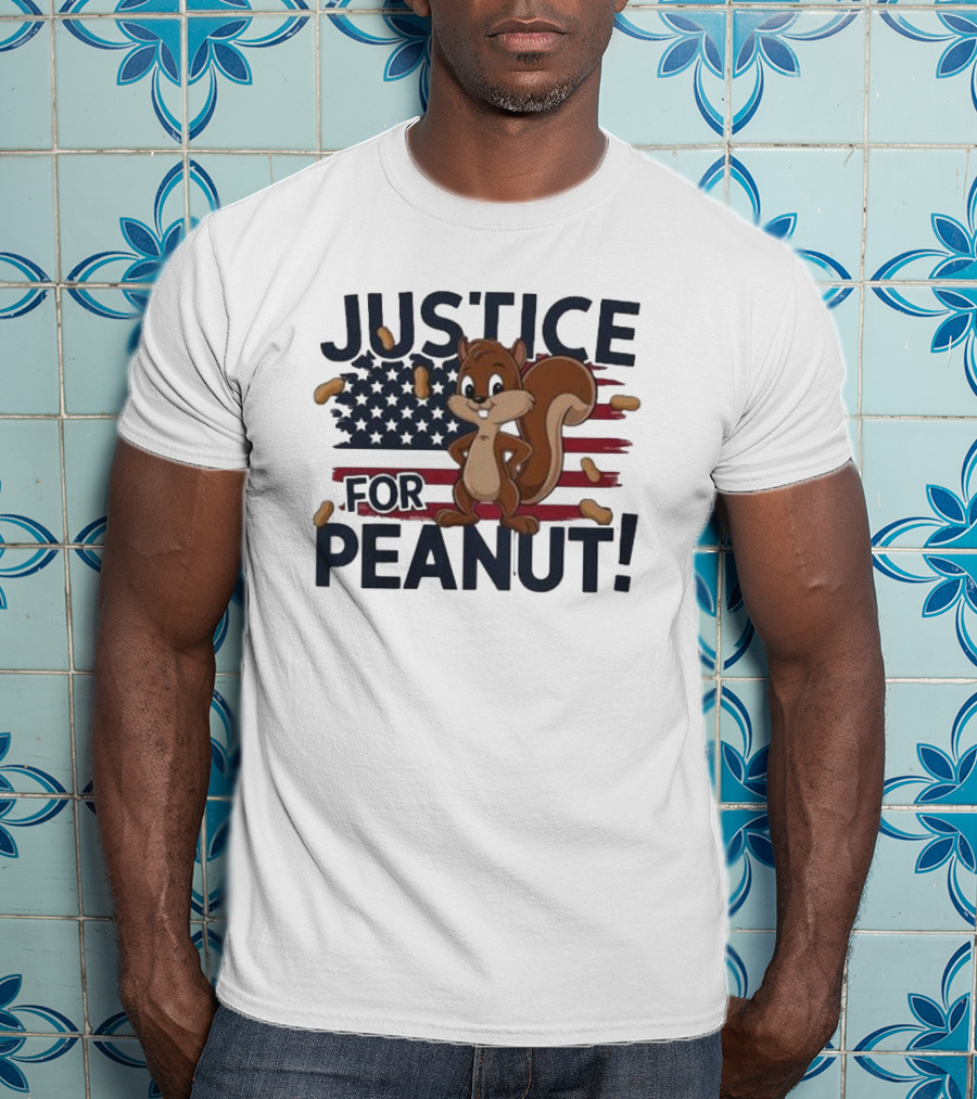 Justice For Peanut The Squirrel American Flag Peanuts T-Shirt