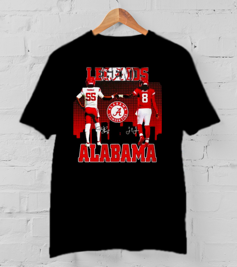 Alabama Crimson Tide Legends Thomas And Jones Signatures Cityline Red T-Shirt