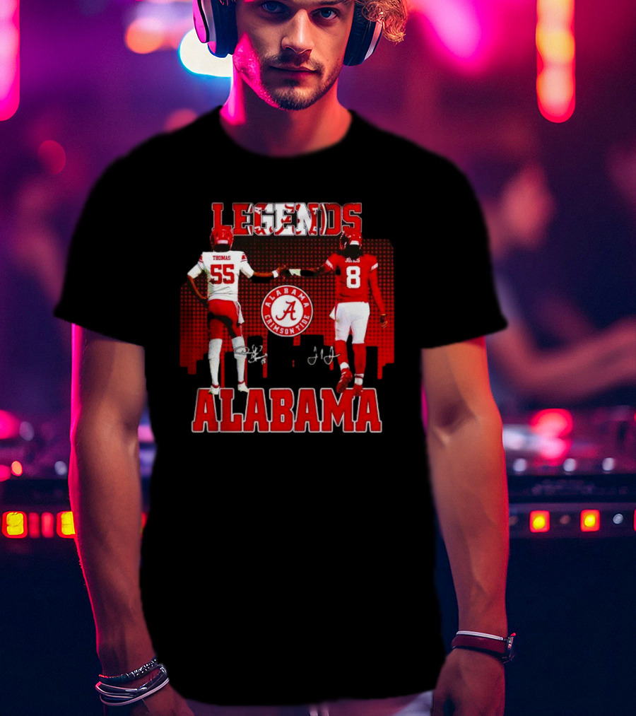 Alabama Crimson Tide Legends Thomas And Jones Signatures Cityline Red T-Shirt