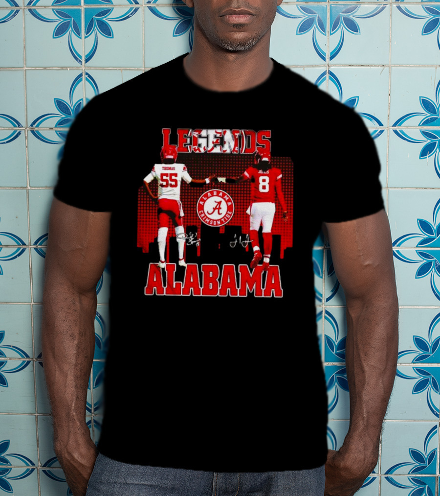 Alabama Crimson Tide Legends Thomas And Jones Signatures Cityline Red T-Shirt
