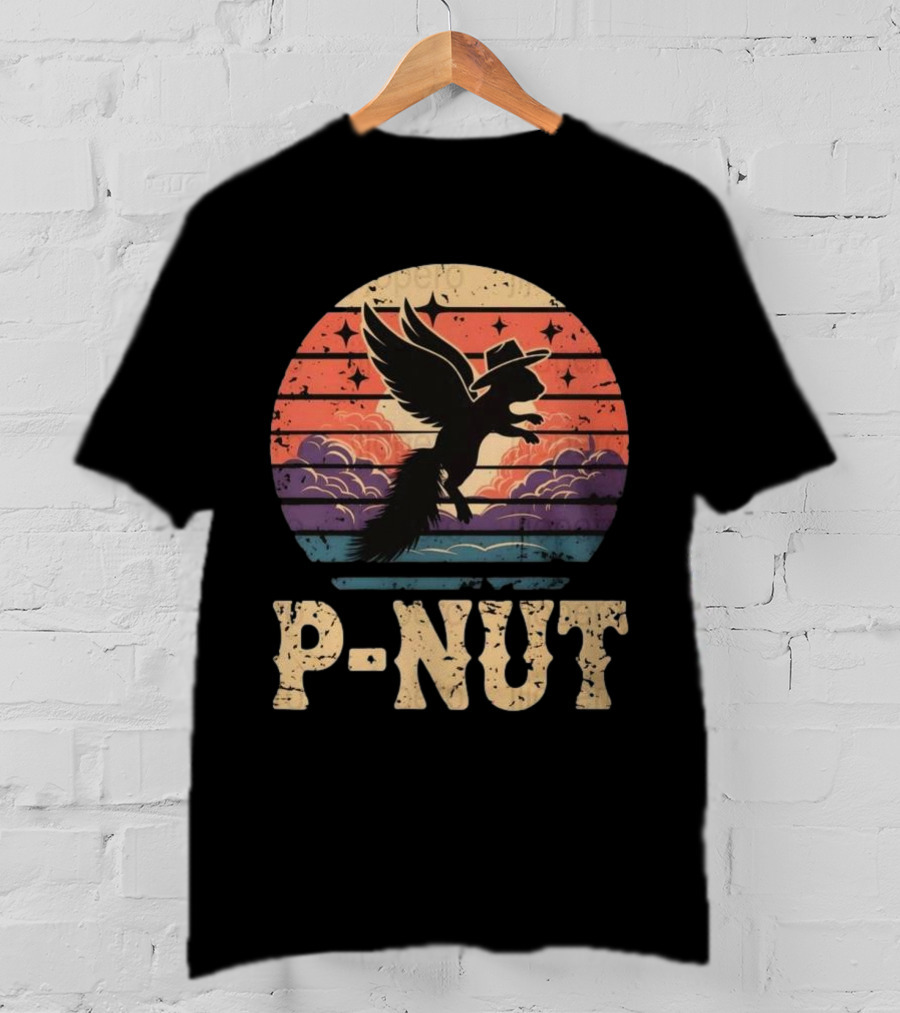 P-Nut Flying Squirrel In Hat With Sunset Sky Justice For Peanut T-Shirt