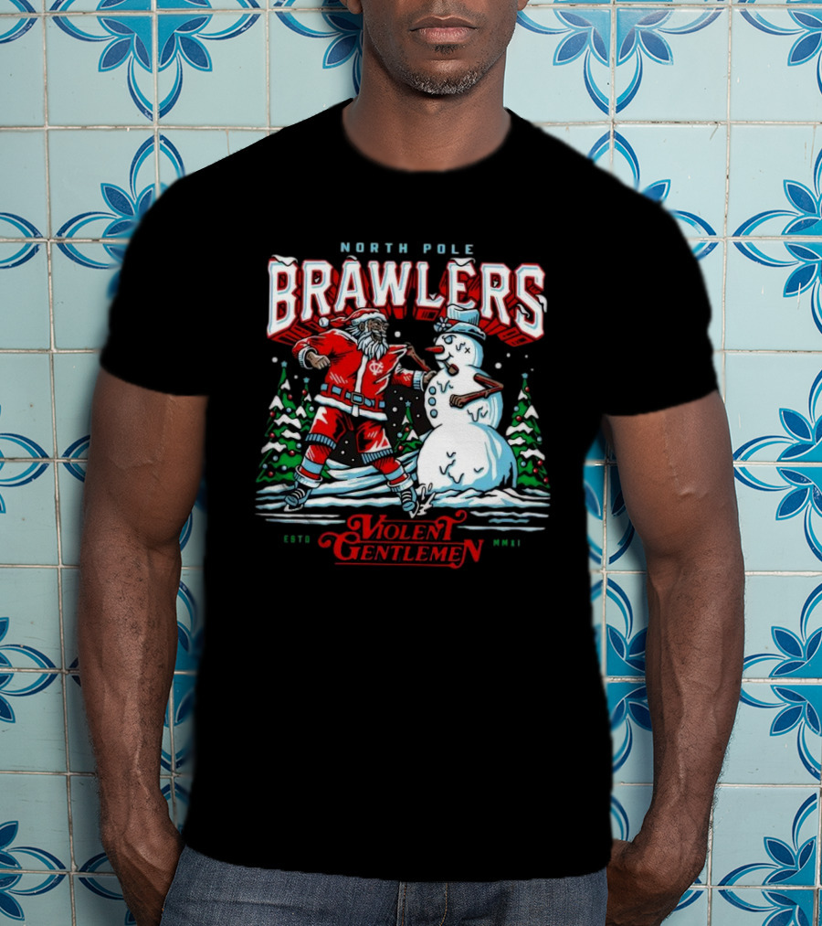 North Pole Brawlers Violent Gentlemen ESTD MMXI Christmas T-Shirt