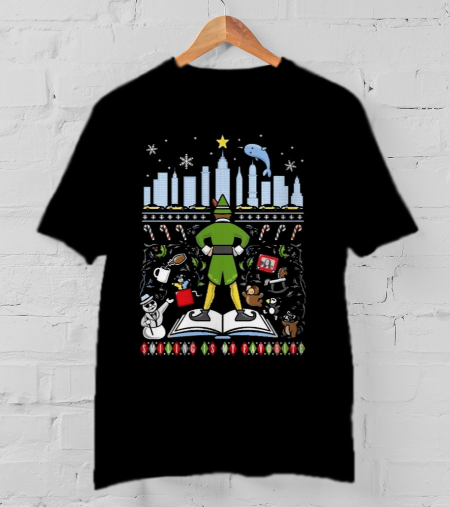 Smiling Is My Favorite Elf New York Christmas T-Shirt