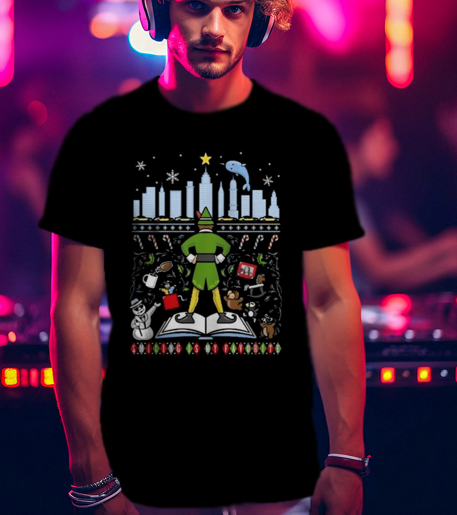 Smiling Is My Favorite Elf New York Christmas T-Shirt