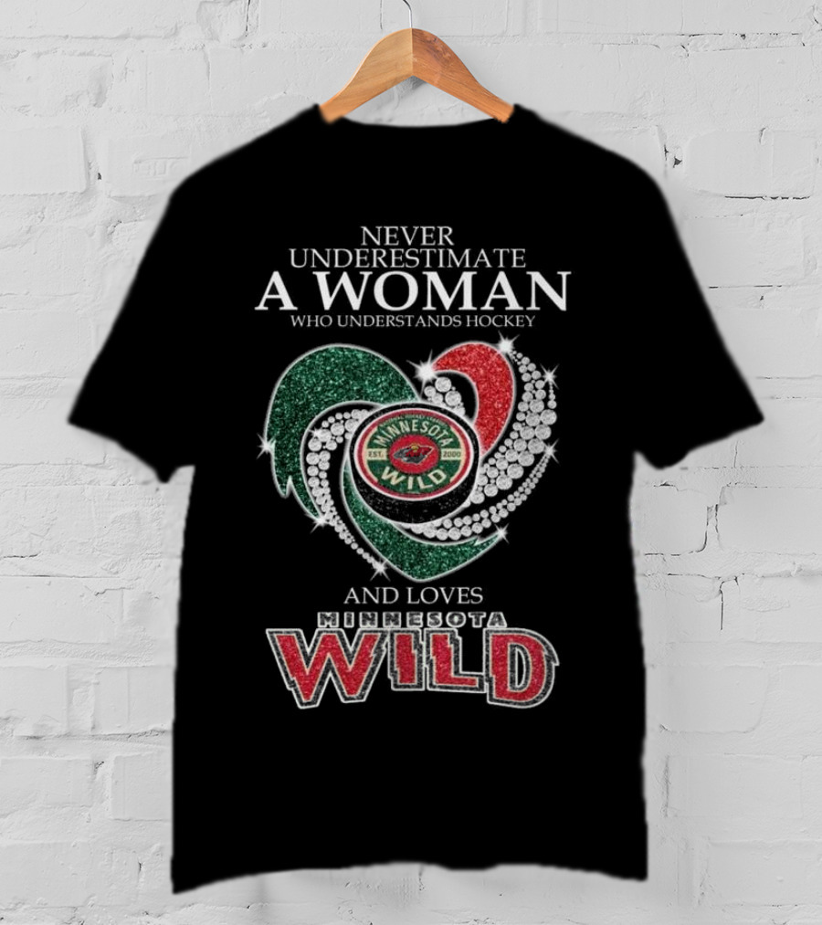 Never Underestimate A Woman Who Understands And Loves Minnesota Wild Hockey T-Shirt