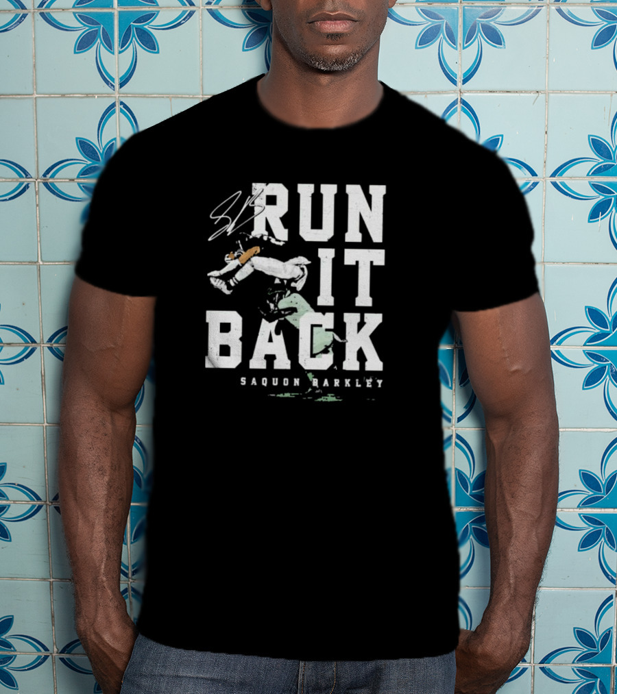 Run It Back Saquon Barkley Signature Jump Over Philadelphia Eagles Player T-Shirt