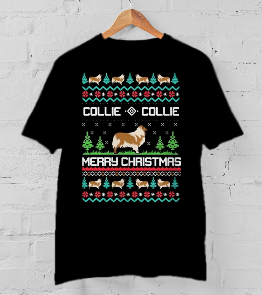 Collie Collie Merry Christmas Ugly Sweater T-Shirt
