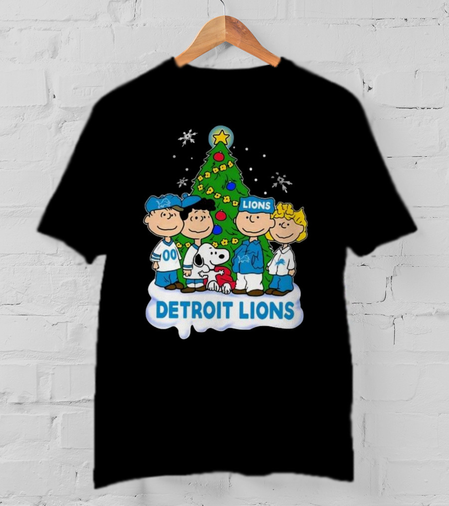 Detroit Lions Peanuts Merry Christmas T-Shirt