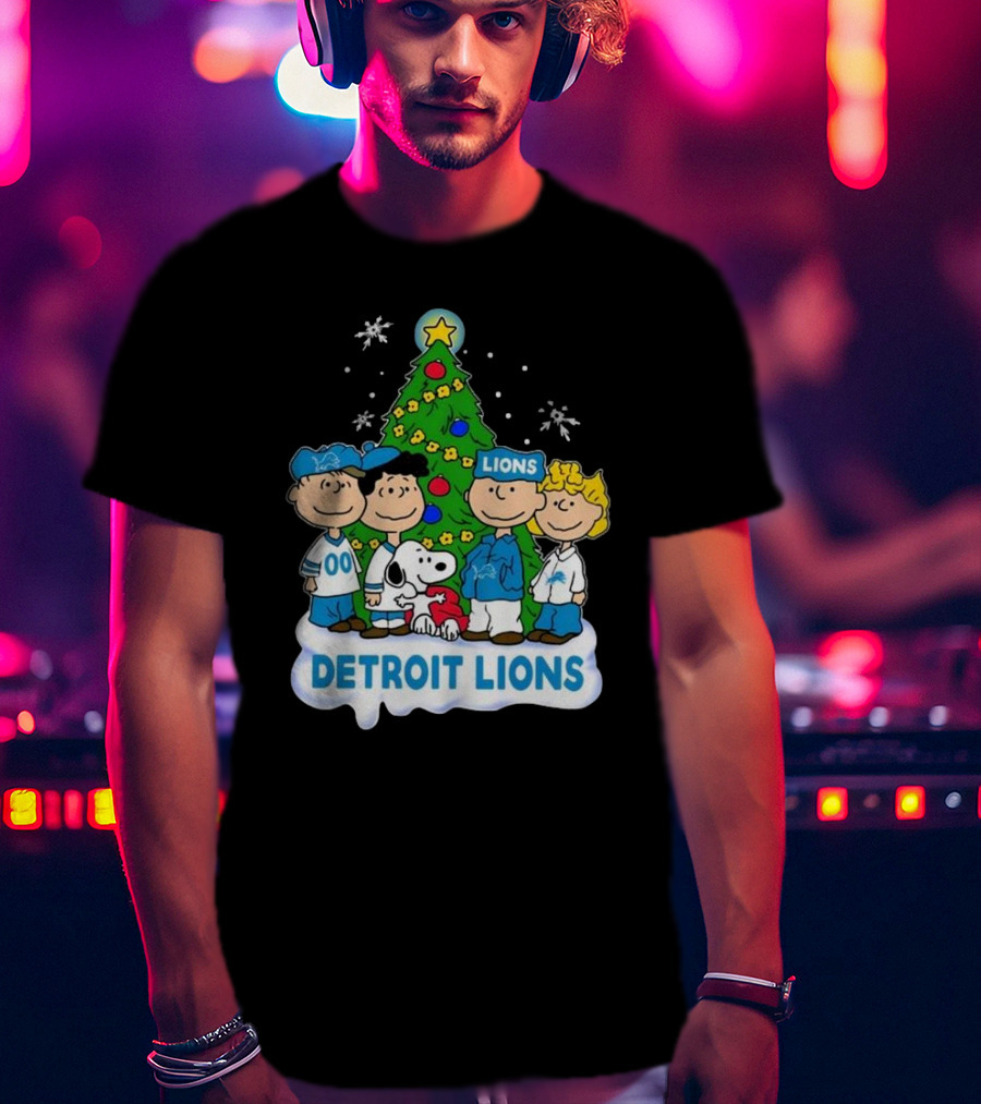 Detroit Lions Peanuts Merry Christmas T-Shirt