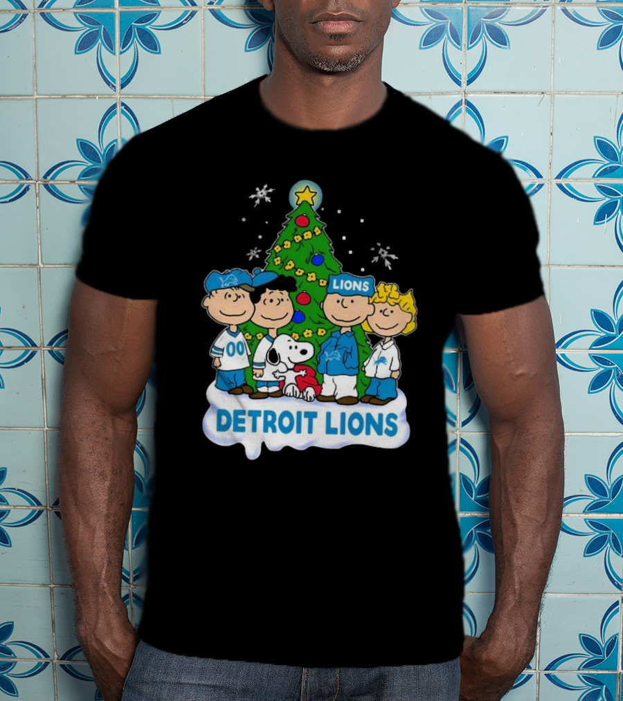 Detroit Lions Peanuts Merry Christmas T-Shirt