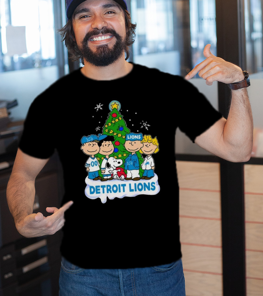 Detroit Lions Peanuts Merry Christmas T-Shirt