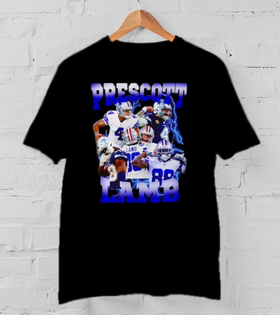 Prescott Lamb Dallas Cowboys Football Stars Collage T-Shirt
