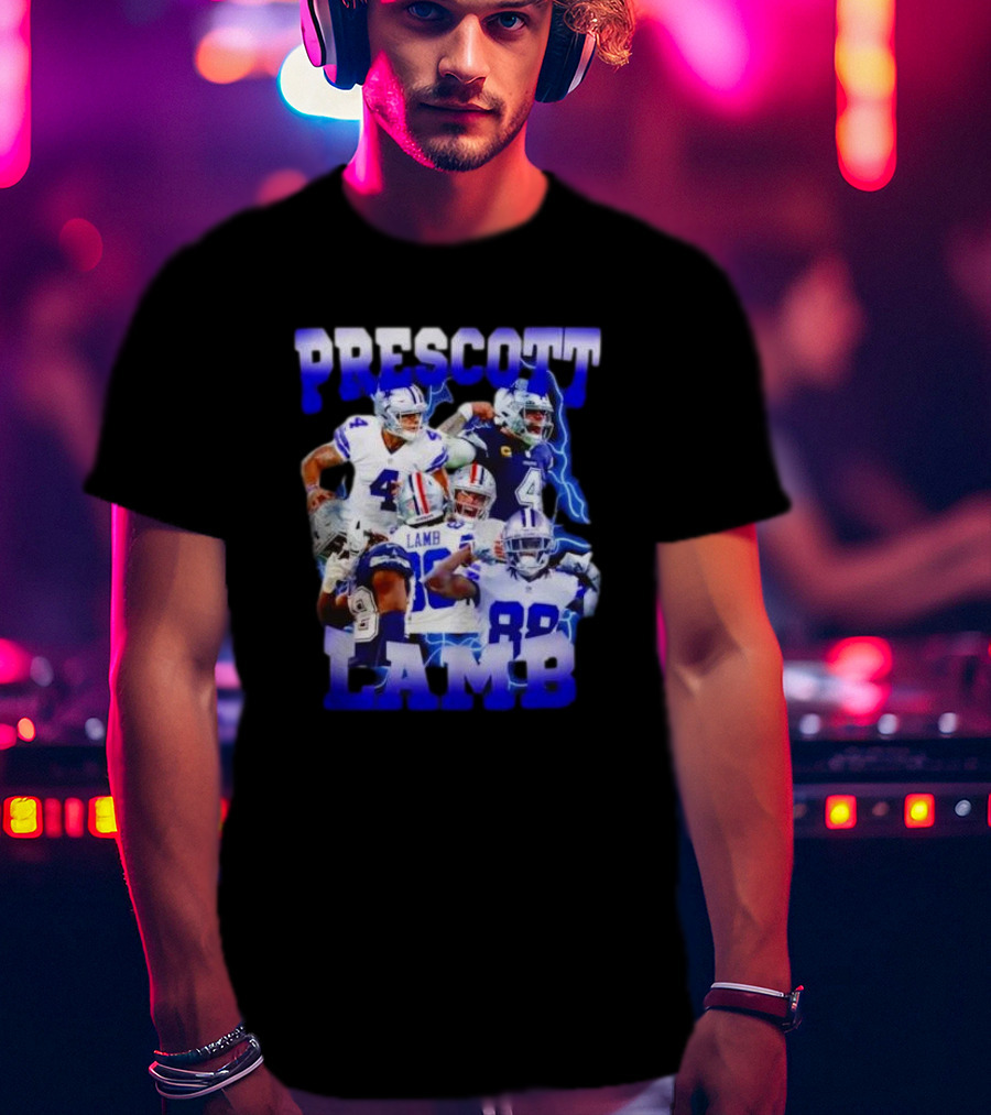 Prescott Lamb Dallas Cowboys Football Stars Collage T-Shirt