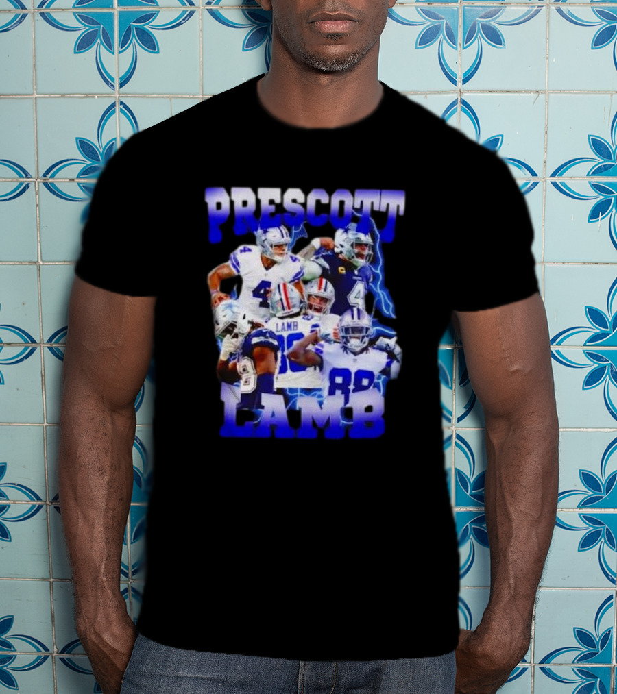 Prescott Lamb Dallas Cowboys Football Stars Collage T-Shirt