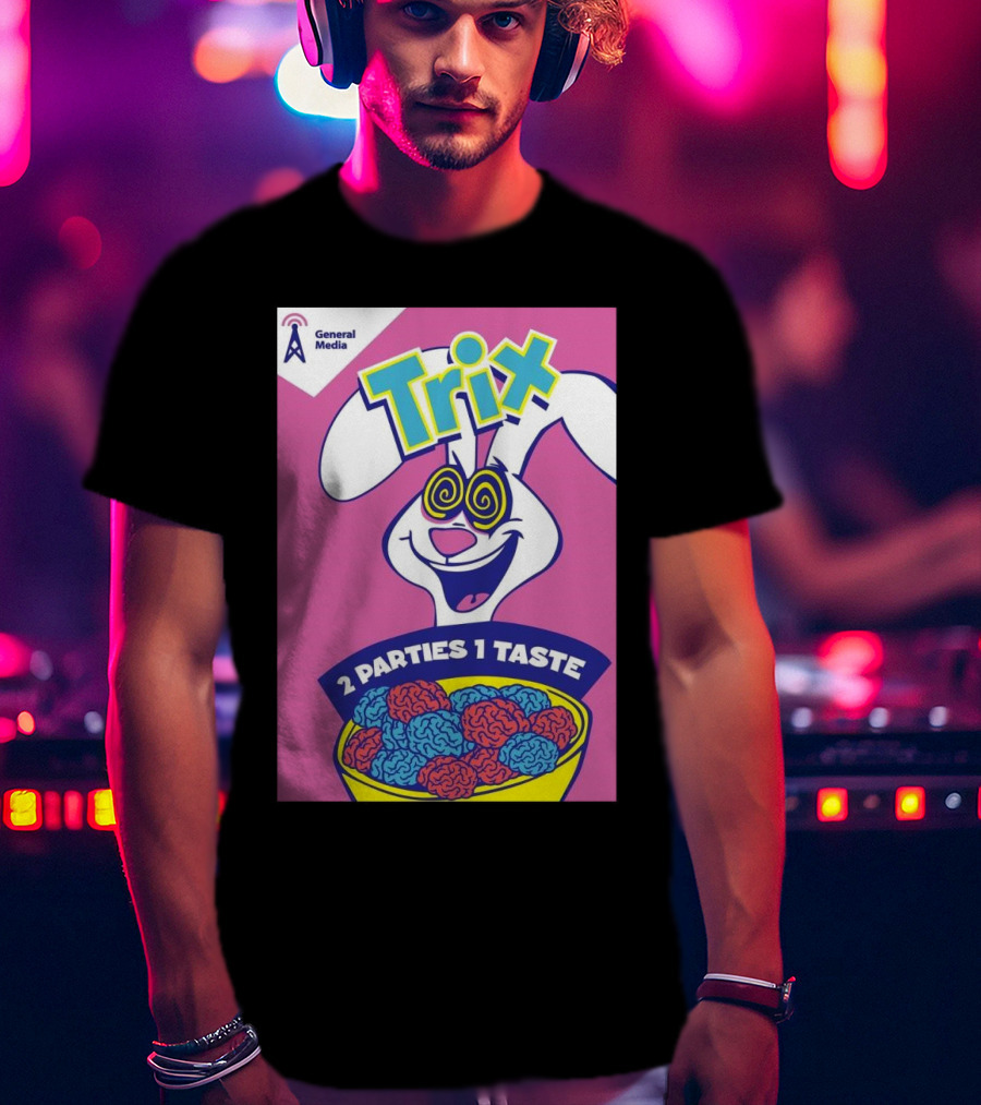 Trix Cereal Bunny With Swirled Eyes And Brain Bowl 2 Parties 1 Taste General Media T-Shirt