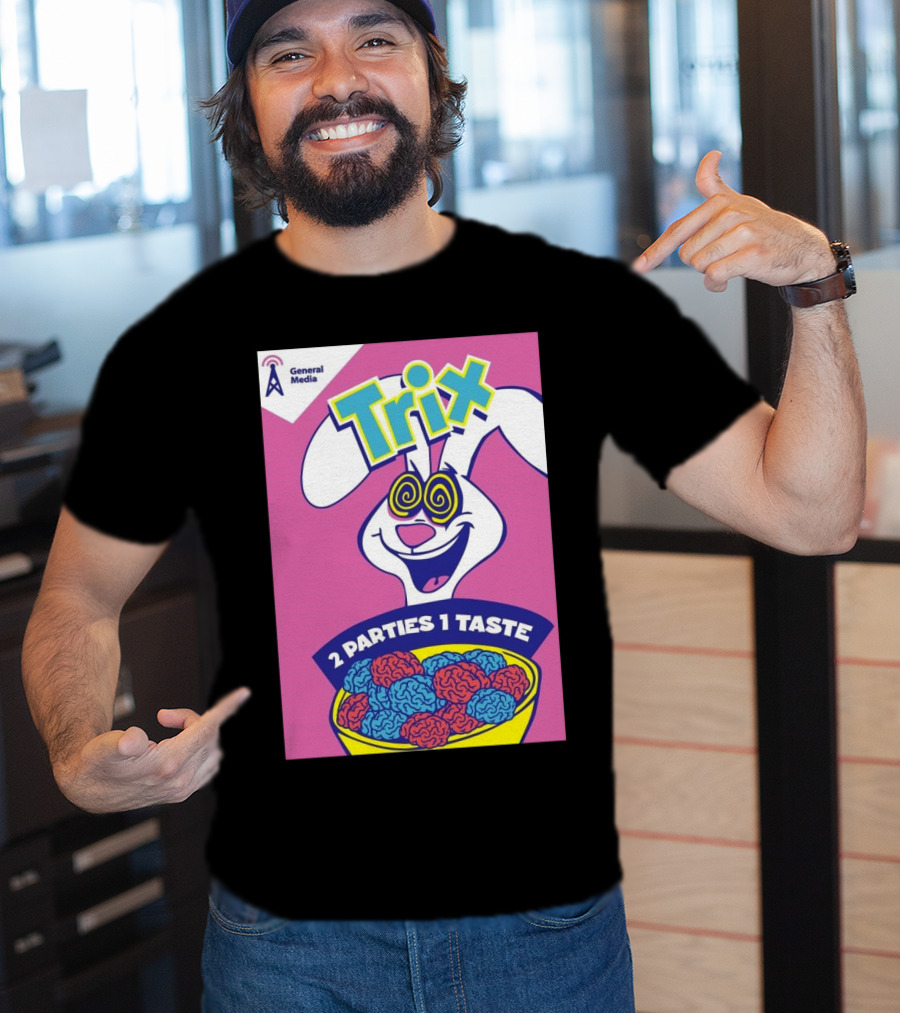 Trix Cereal Bunny With Swirled Eyes And Brain Bowl 2 Parties 1 Taste General Media T-Shirt