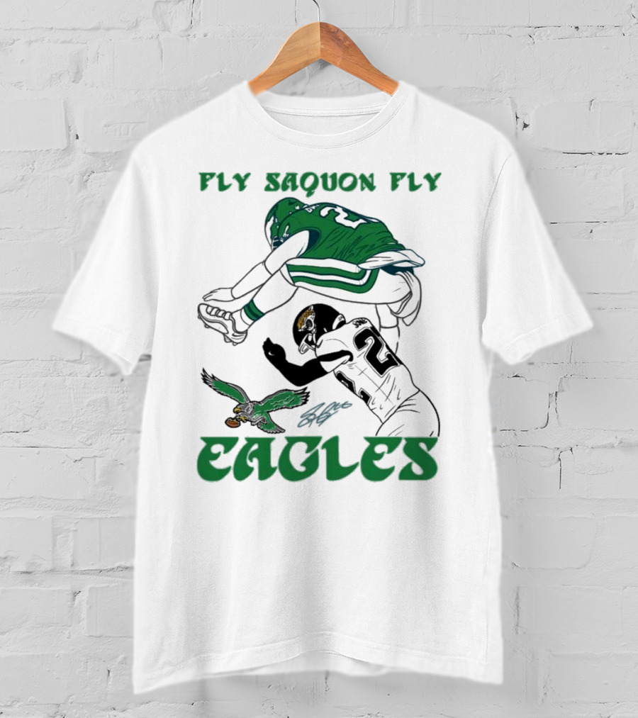 Fly Saquon Fly Eagles Reverse Hurdle Saquon Barkley Jarrian Jones T-Shirt