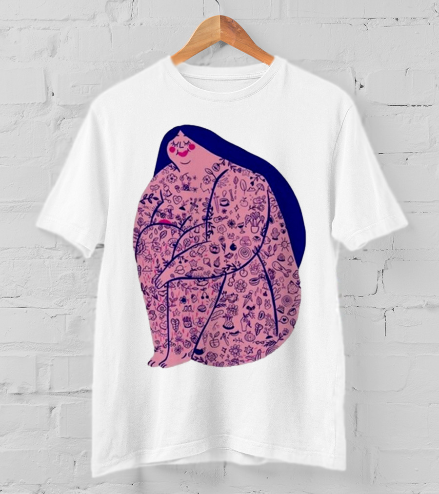 Marie Boiseau Tatouée Pink Figure With Detailed T-Shirt