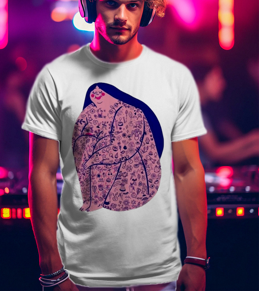 Marie Boiseau Tatouée Pink Figure With Detailed T-Shirt