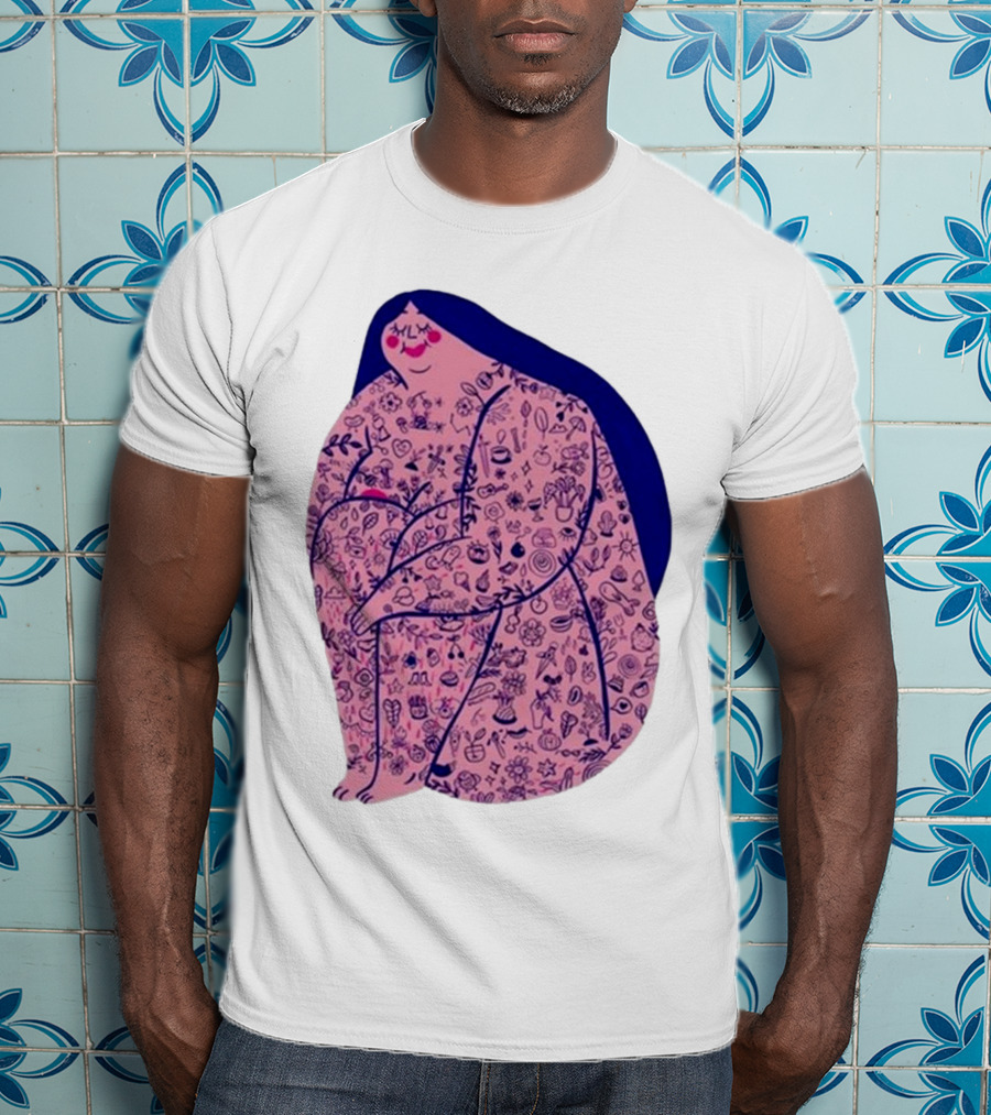 Marie Boiseau Tatouée Pink Figure With Detailed T-Shirt