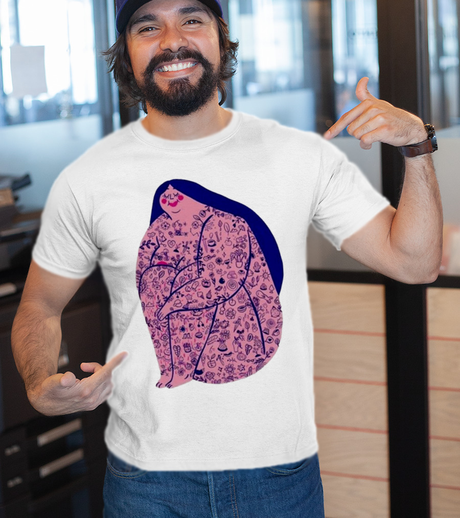 Marie Boiseau Tatouée Pink Figure With Detailed T-Shirt