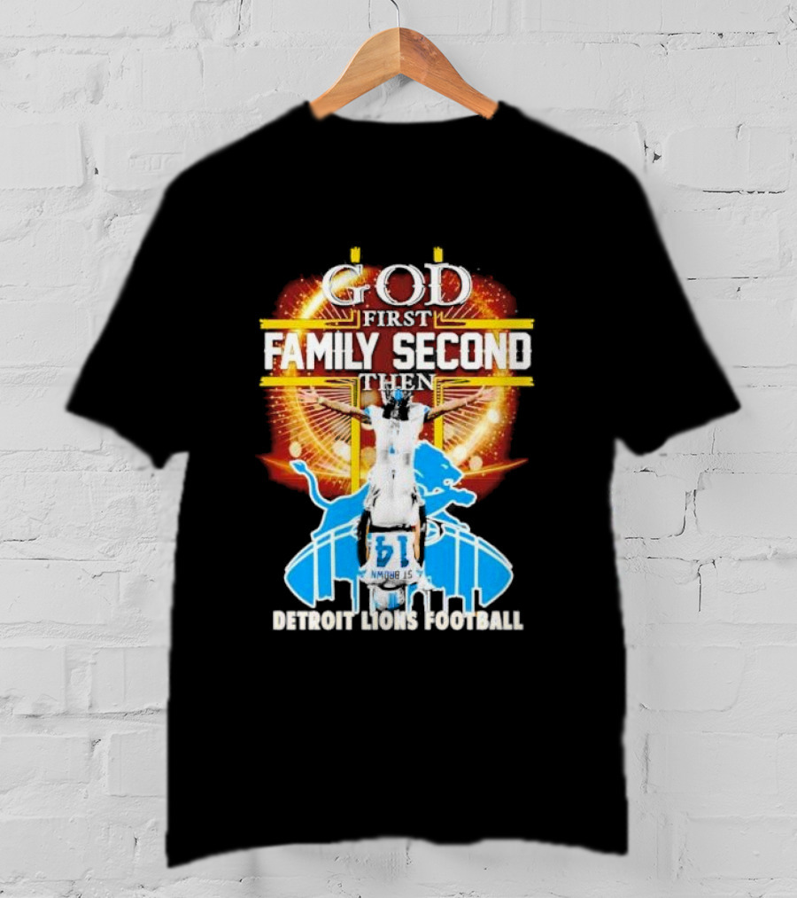 God First Family Second Detroit Lions Football Amon-Ra St. Brown Headstand T-Shirt