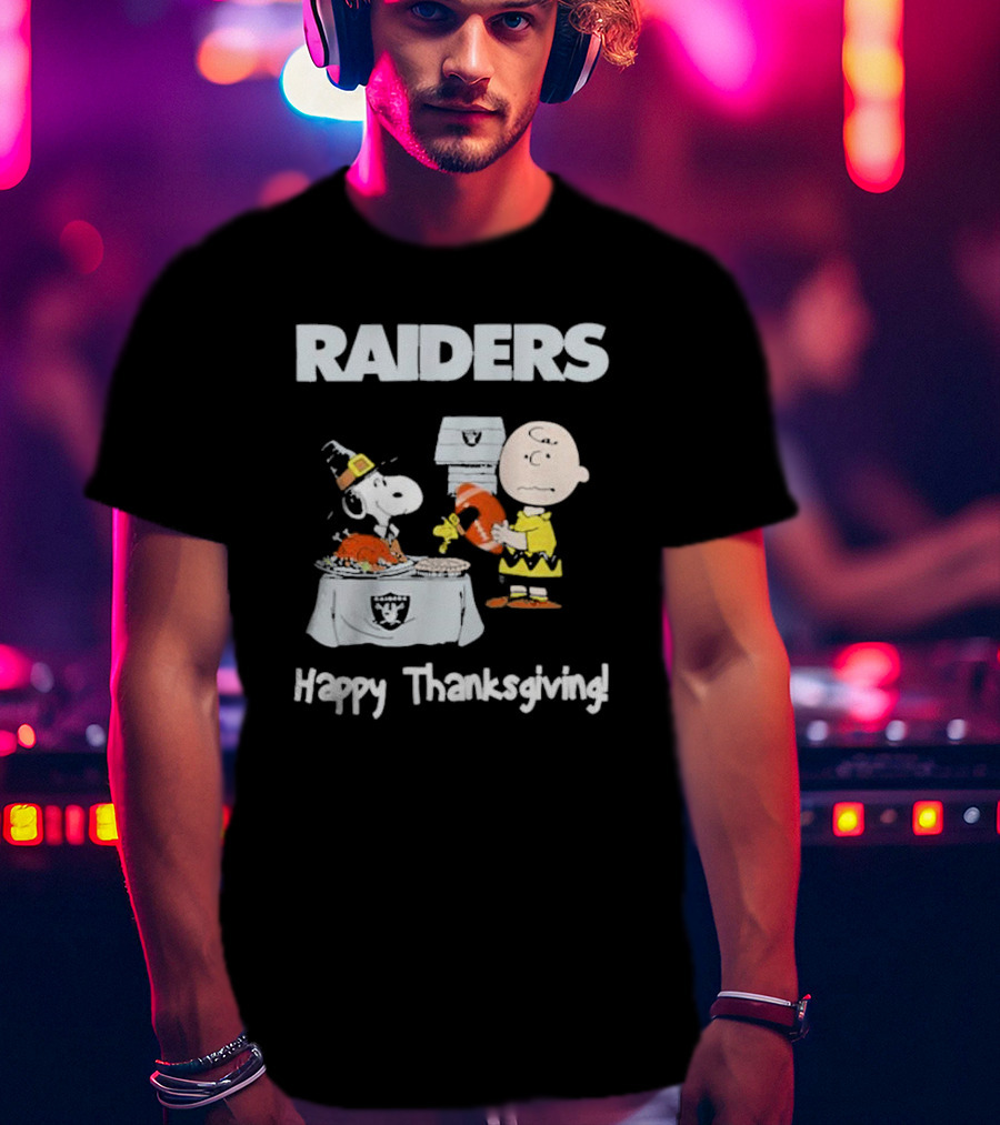 Raiders Charlie Brown Snoopy Happy Thanksgiving T-Shirt