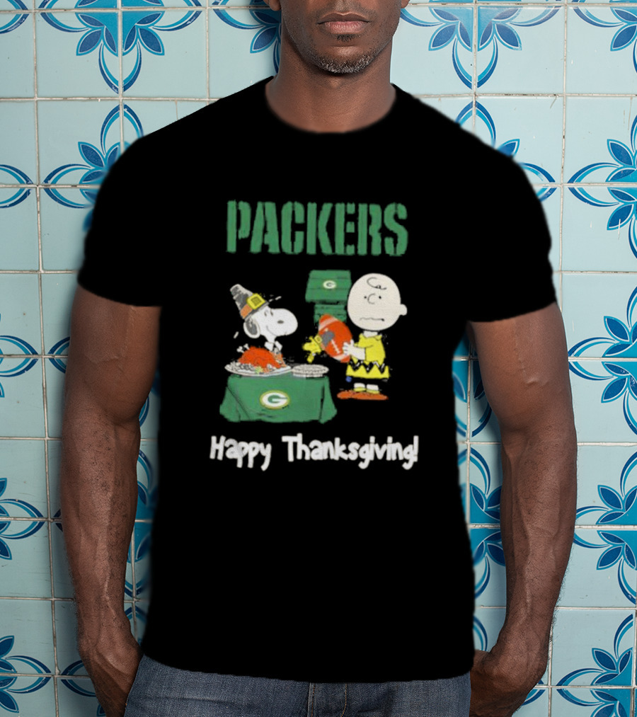 Charlie Brown Snoopy Packers Happy Thanksgiving T-Shirt