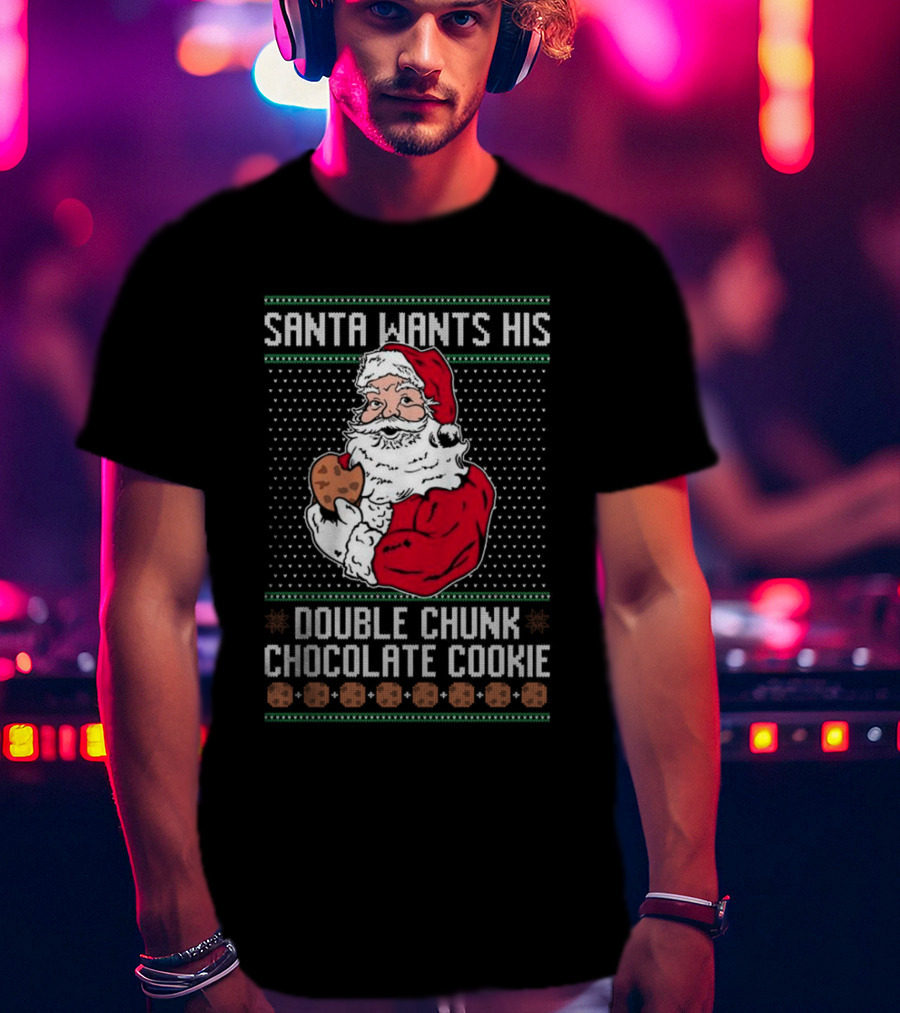 Santa Wants His Double Chunk Chocolate Cookie Vintage T-Shirt