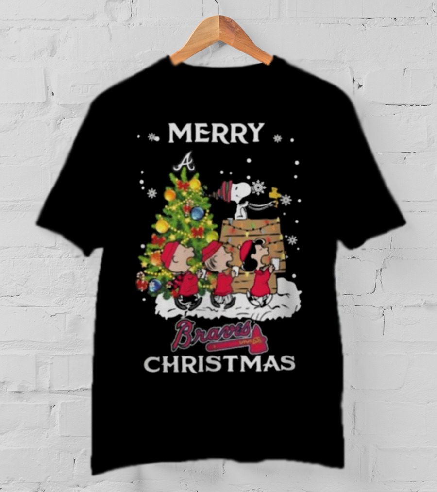 Merry Christmas Atlanta Braves Snoopy And Friends T-Shirt