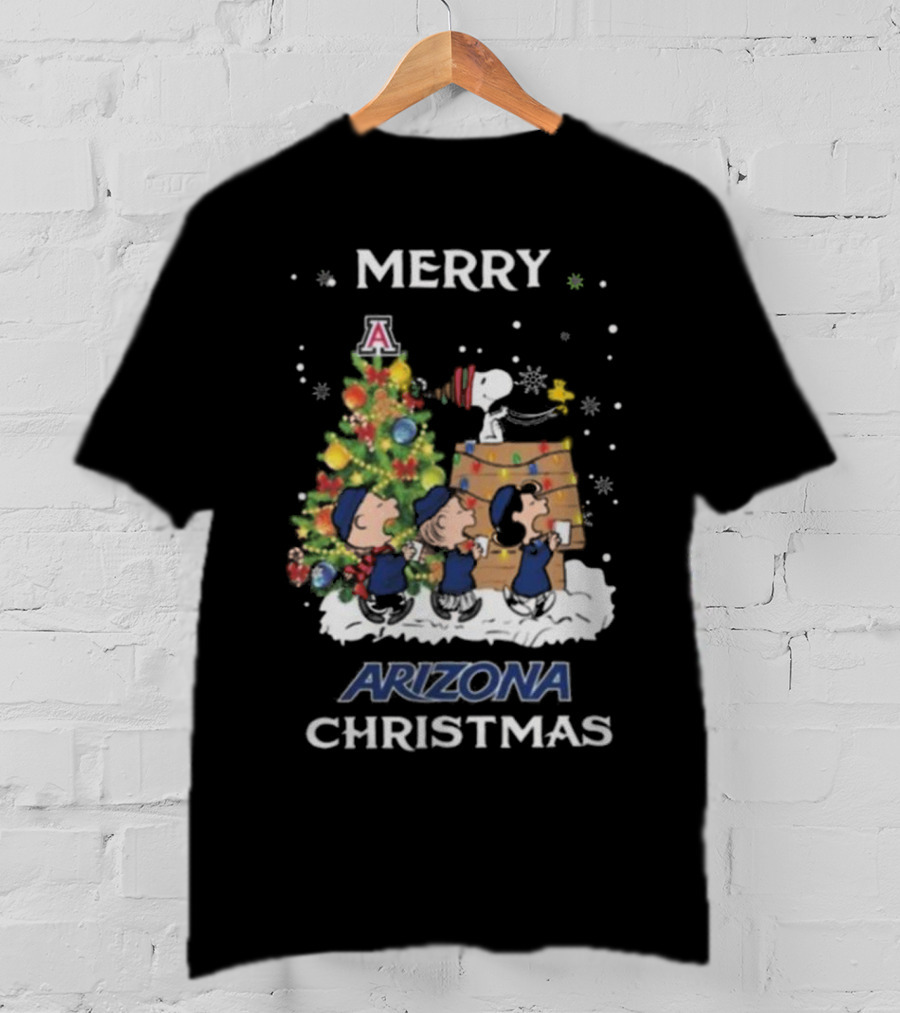 Merry Arizona Christmas Wildcats Snoopy And Friends T-Shirt