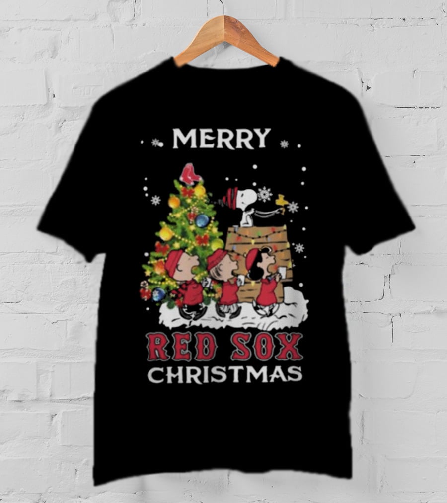Merry Red Sox Christmas Snoopy And Friends T-Shirt