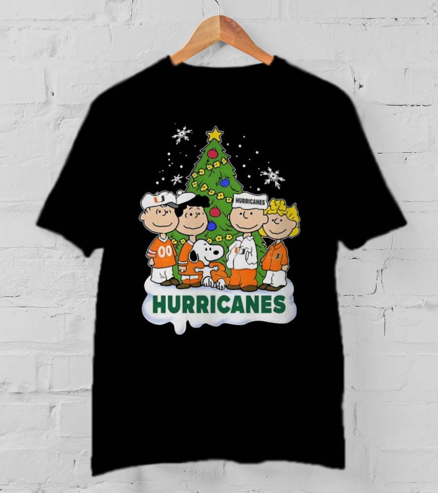 Miami Hurricanes Snoopy And Friends Christmas Tree T-Shirt