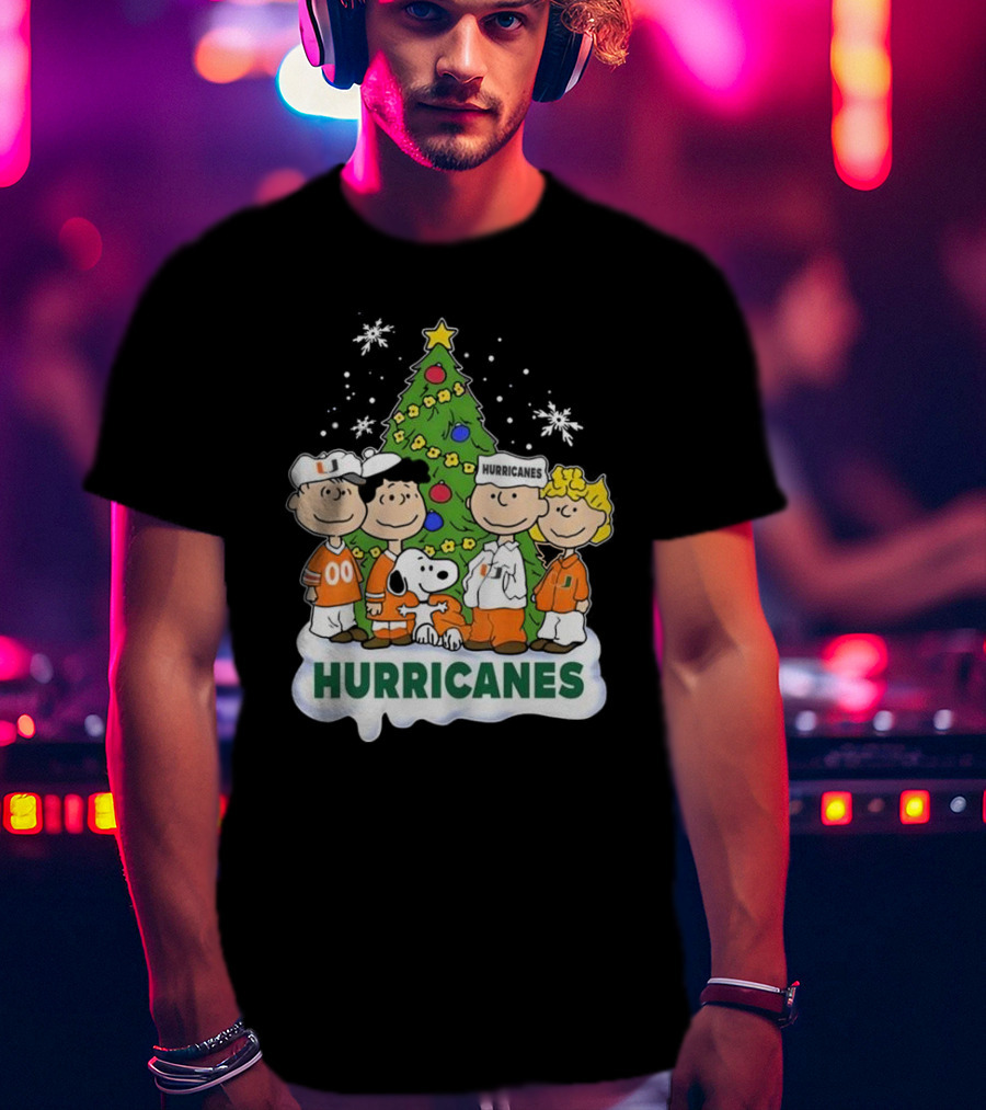 Miami Hurricanes Snoopy And Friends Christmas Tree T-Shirt