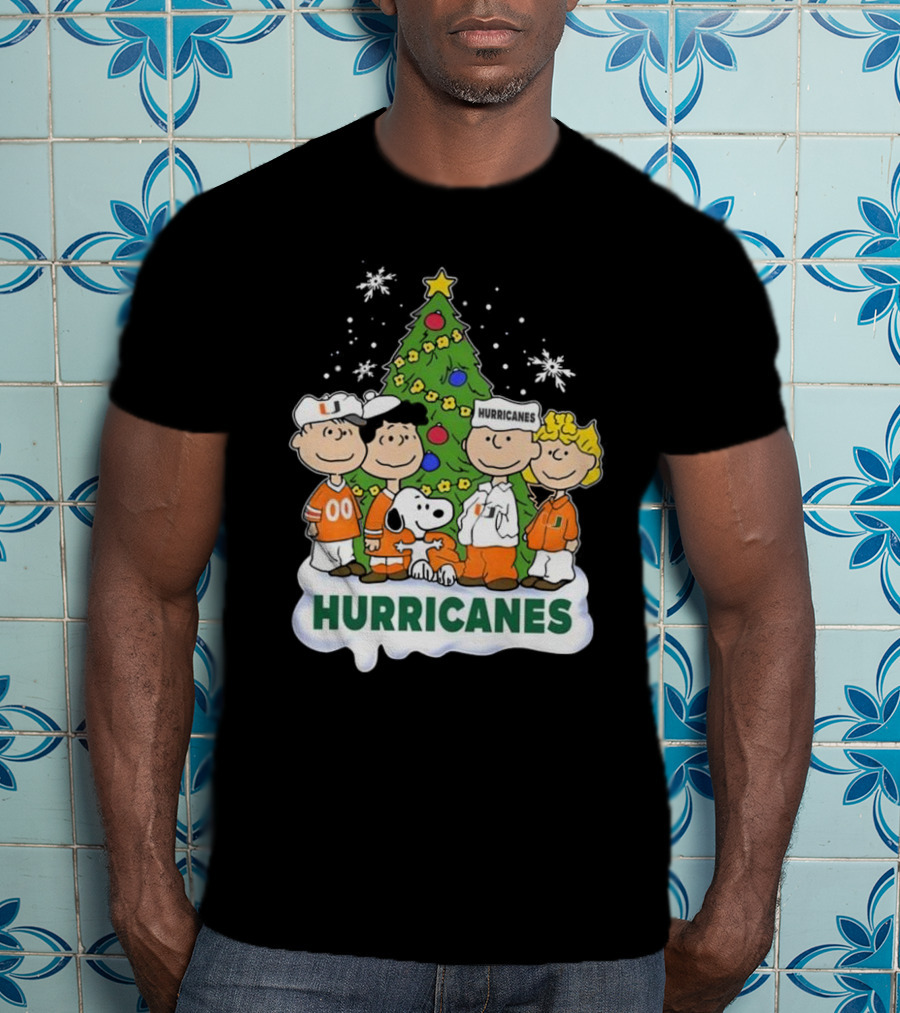 Miami Hurricanes Snoopy And Friends Christmas Tree T-Shirt